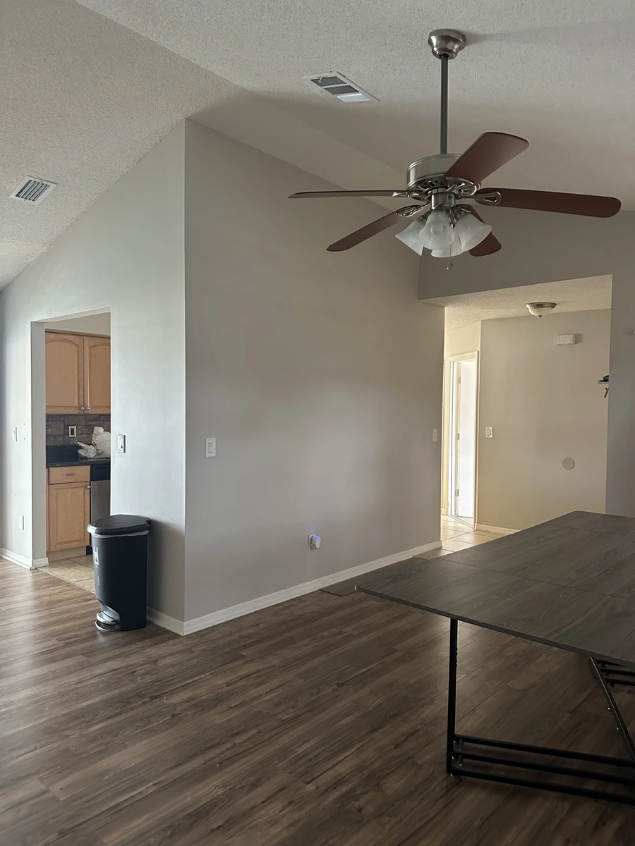 Framing and open drywall during the Orlando open concept remodel
